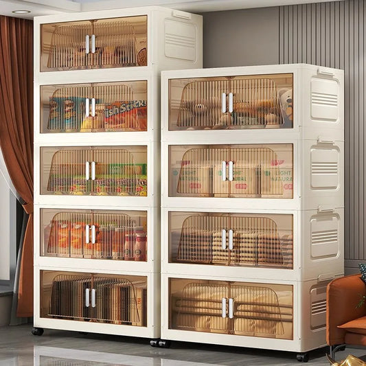 2025 Folding Living Room Cabinet – Multifunction Rolling Closet Organizer with Large Capacity Storage
