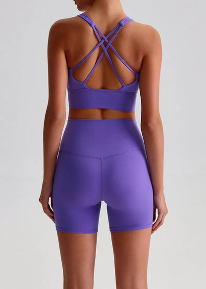 Women's Seamless Yoga Set — Quick-Dry Backless Bra & Booty-Lifting Shorts for Running, Gym & Fitness Workouts