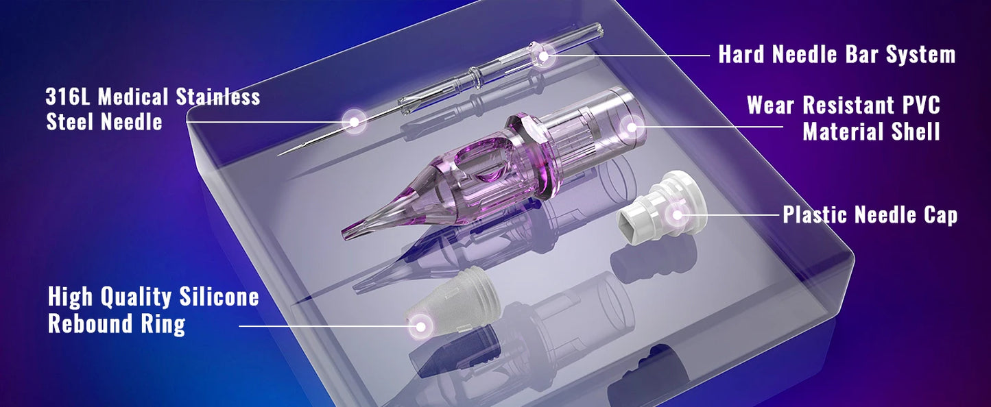 10pcs Disposable Tattoo Cartridge Needles – RL, RS, RM, M1 Series for Eyebrow, Eyeliner & Permanent Makeup