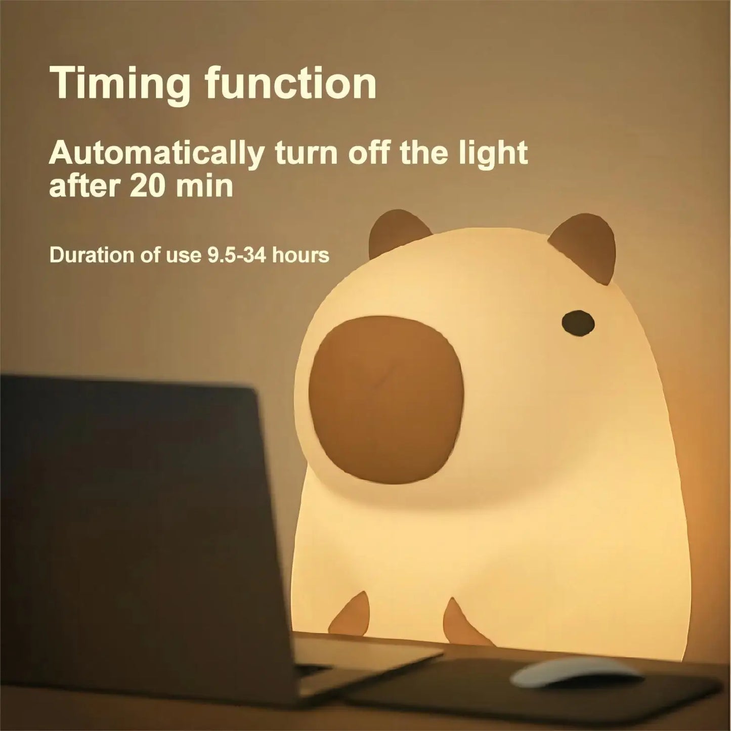 Cartoon Capybara Silicone Night Light: Cute USB Rechargeable Lamp with Timing and Dimming - Perfect for Children's Room Decor