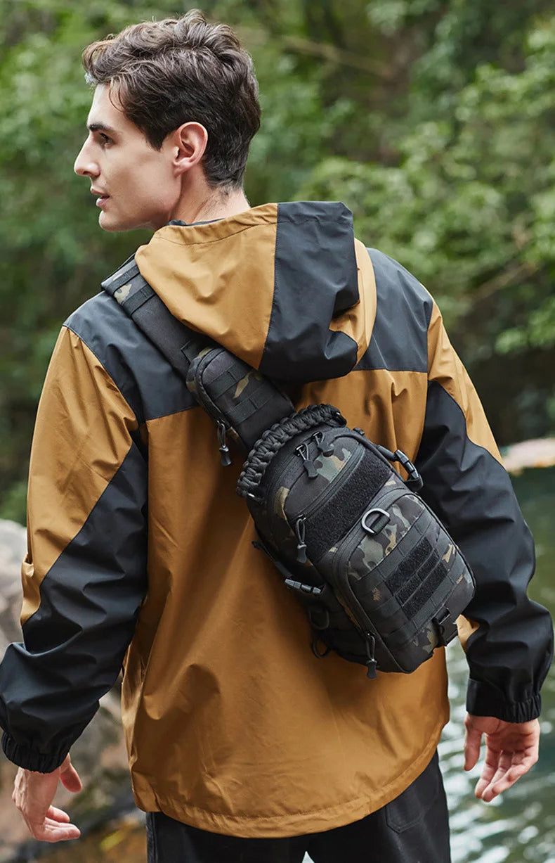 Men’s Tactical Camping Chest Bag – Outdoor MOLLE Sling Shoulder Pack for Hiking, Cycling, Fishing & Climbing