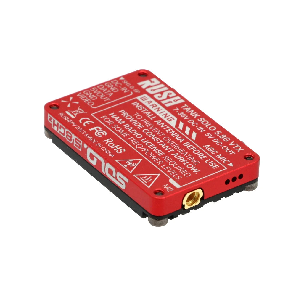 RUSH Solo Tank 5.8G VTX Video Transmitter – 1.6W High Power with Built-in Microphone & CNC Heat Dissipation for RC FPV