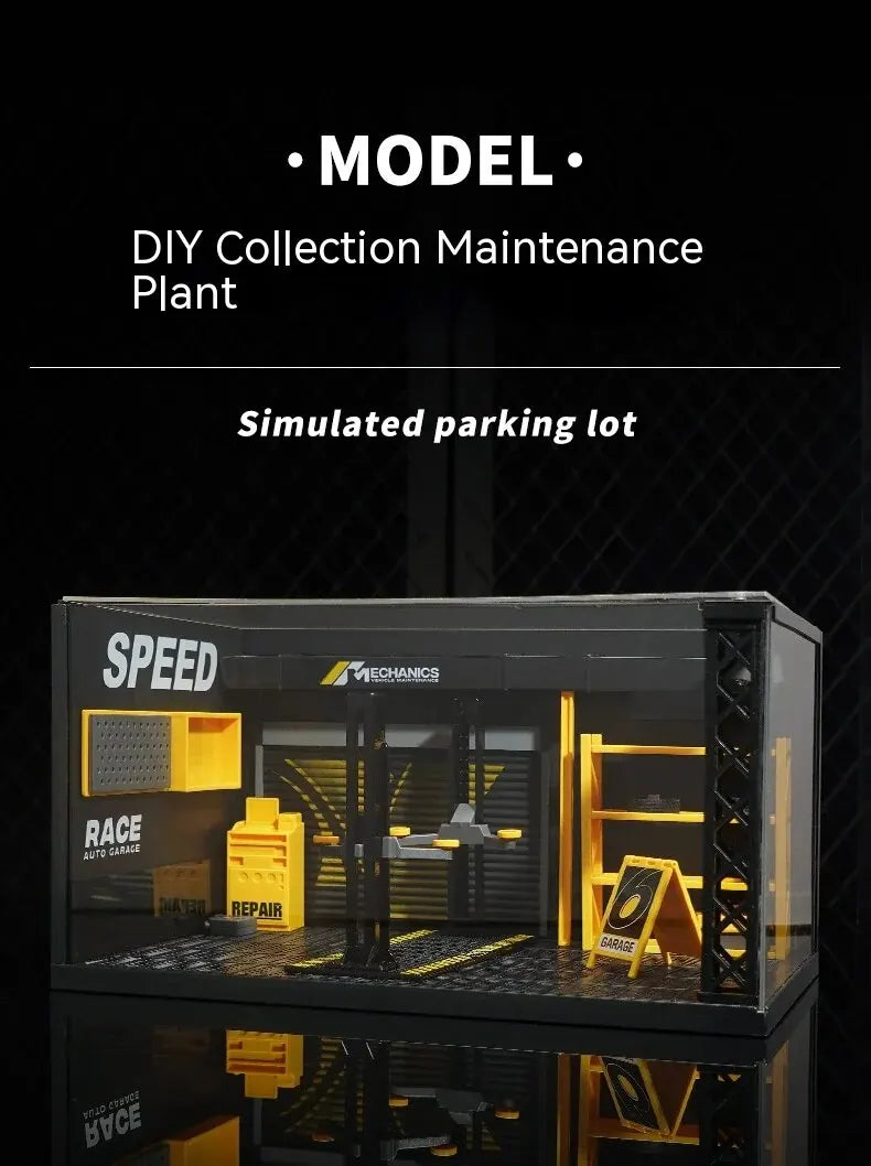 1:24 / 1:32 Scale Light-Up Parking Lot Toy – DIY Assembly Diecast Alloy Car Garage Scene for Display & Kids Gift