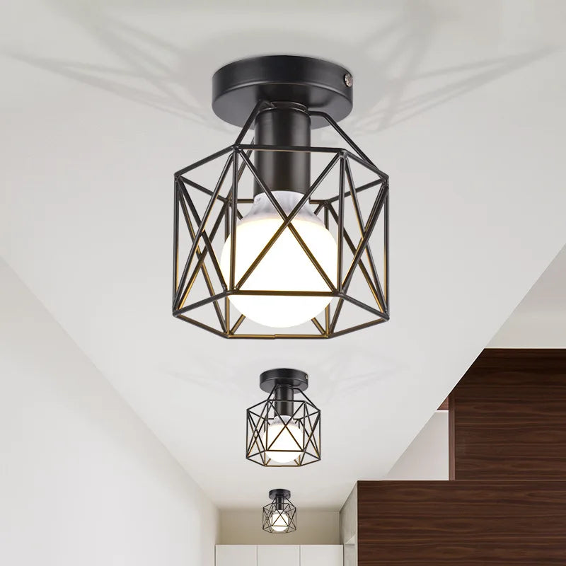 Elevate Your Space: Modern Nordic Black Wrought Iron E27 LED Ceiling Lights - Perfect for Kitchen, Living Room, Bedroom, Study, Balcony, Restaurant, Cafe, Hotel