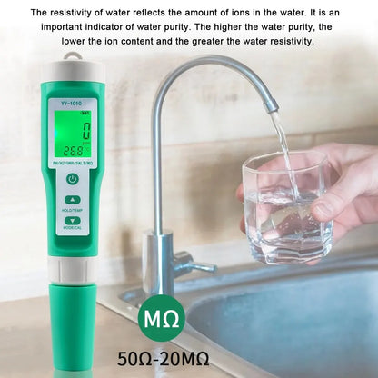 Yieryi TDS, EC, PH, Salinity & ORP Meter - H2, S.G, TEMP Water Quality Monitor for Pools & Aquariums