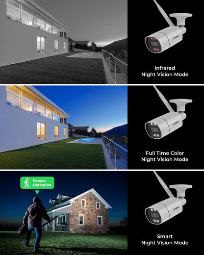 H.View 8CH 5MP Wireless WiFi Security Camera System — CCTV NVR Kit with Indoor/Outdoor Cameras & Two-Way Audio XMEye