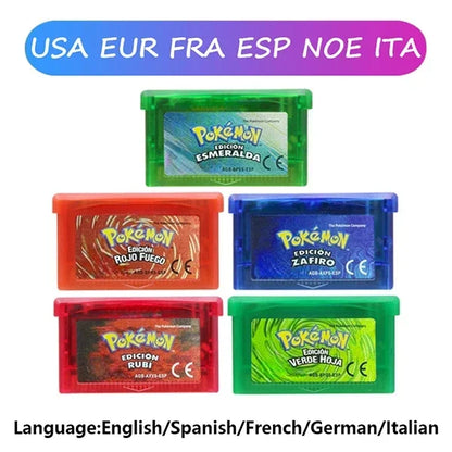 GBA Pokémon 32-Bit Game Cartridges – Emerald, FireRed, LeafGreen, Ruby & Sapphire, Multi-Language