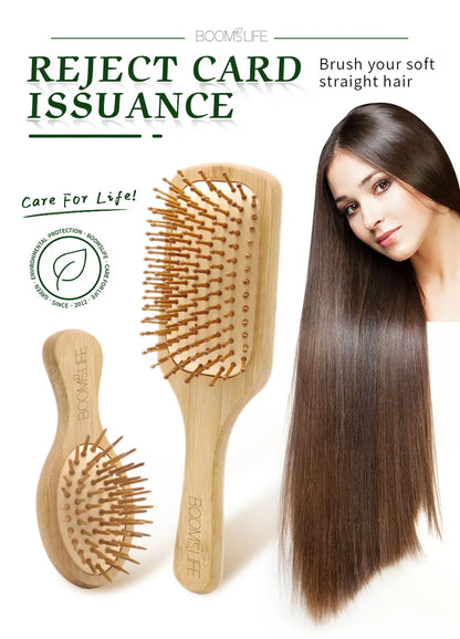 Bamboo Hair Brush for Women – Wide Tooth Styling Comb, Scalp Massage Brush for Smooth Hair & Barber Use