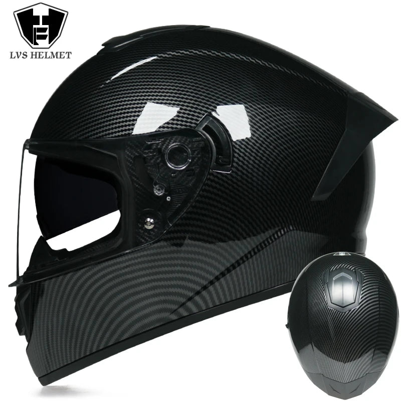 Full-Face Motorcycle Helmet — Winter Warm Double Visor Racing & Sports Motorbike Helmet