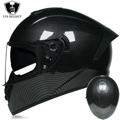Full-Face Motorcycle Helmet — Winter Warm Double Visor Racing & Sports Motorbike Helmet
