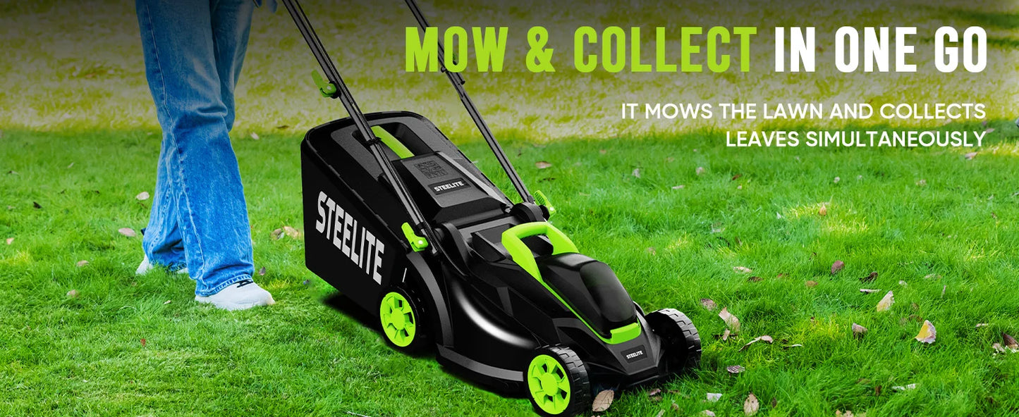 Deli 13" Cordless Electric Lawn Mower – 2-in-1 Lightweight Brushless Mower with 21V 4.0Ah Battery & Charger