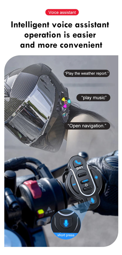 Universal Smart Bluetooth 5.4 Remote Control - Waterproof Wireless Media Controller for Motorcycle Helmet & Bike Handlebar