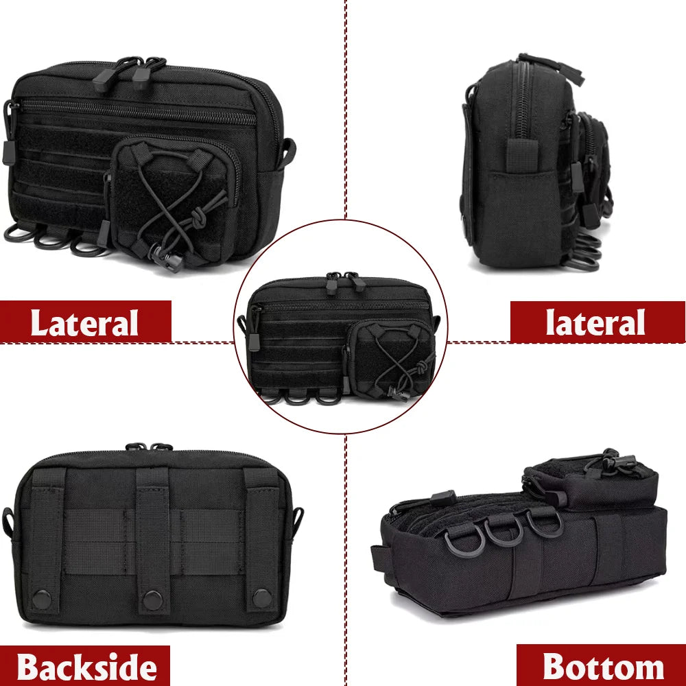 Tactical Molle Horizontal Admin Pouch – EMT EDC Utility Bag with Front Drawstring Pocket