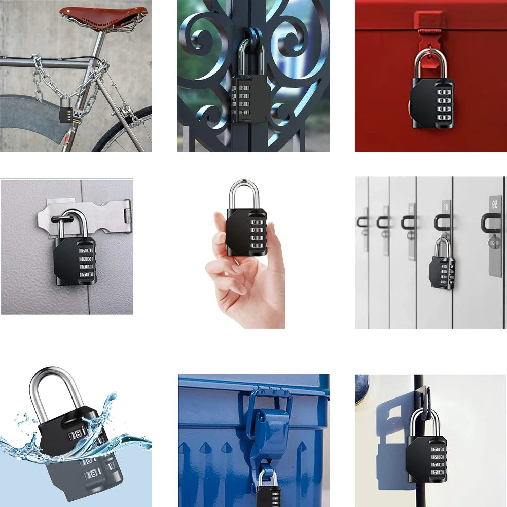 4-Digit Combination Lock – Resettable, Waterproof & Heavy-Duty Padlock for Outdoor Use