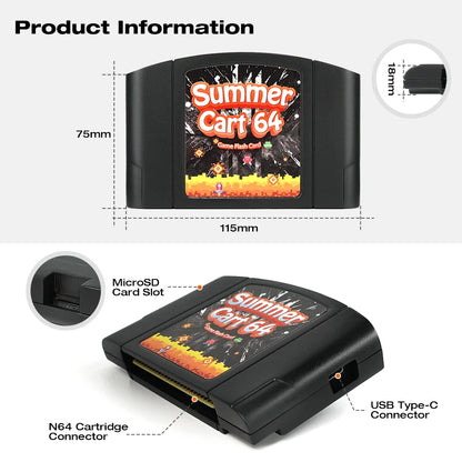 SummerCart 64 Open Source SC64 Flash Card – N64 Game Cartridge with 64DD Emulation & 5400+ Games Compatibility