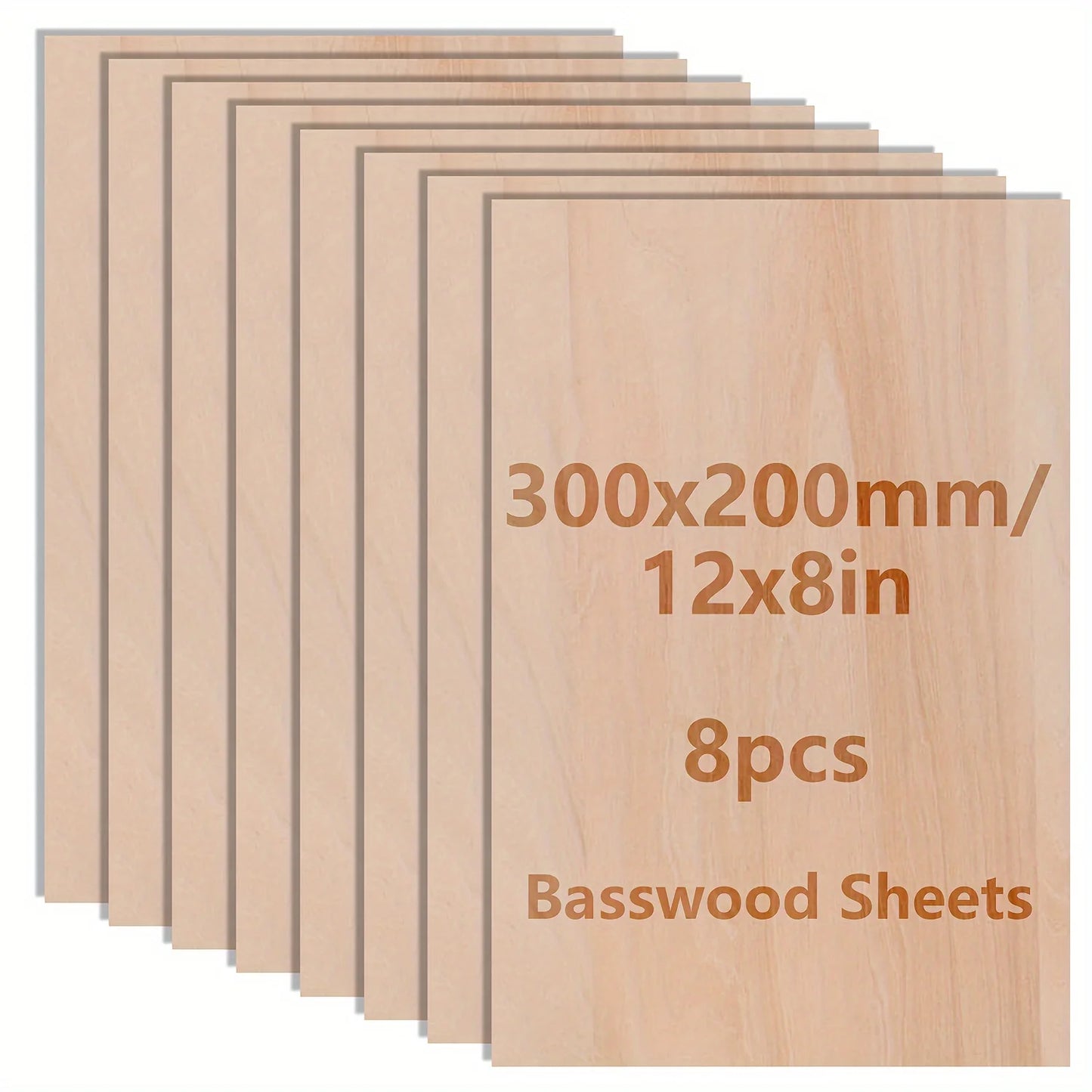 2 / 4 / 8 / 16Pcs Basswood Boards (12x8x0.08in) – 2mm Thin Laser Cut Wood for Crafts & DIY Model Making