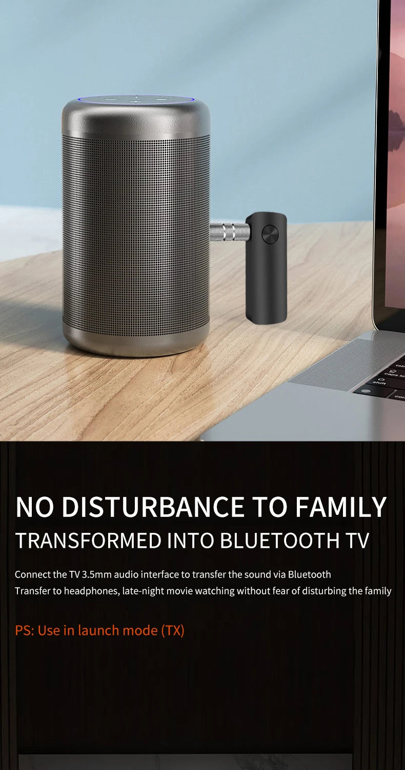 2 in 1 Bluetooth 5.4 Audio Receiver & Transmitter – HiFi Stereo Wireless Adapter with Mic & 3.5mm AUX for Car, Airplane, TV, PC, Speaker