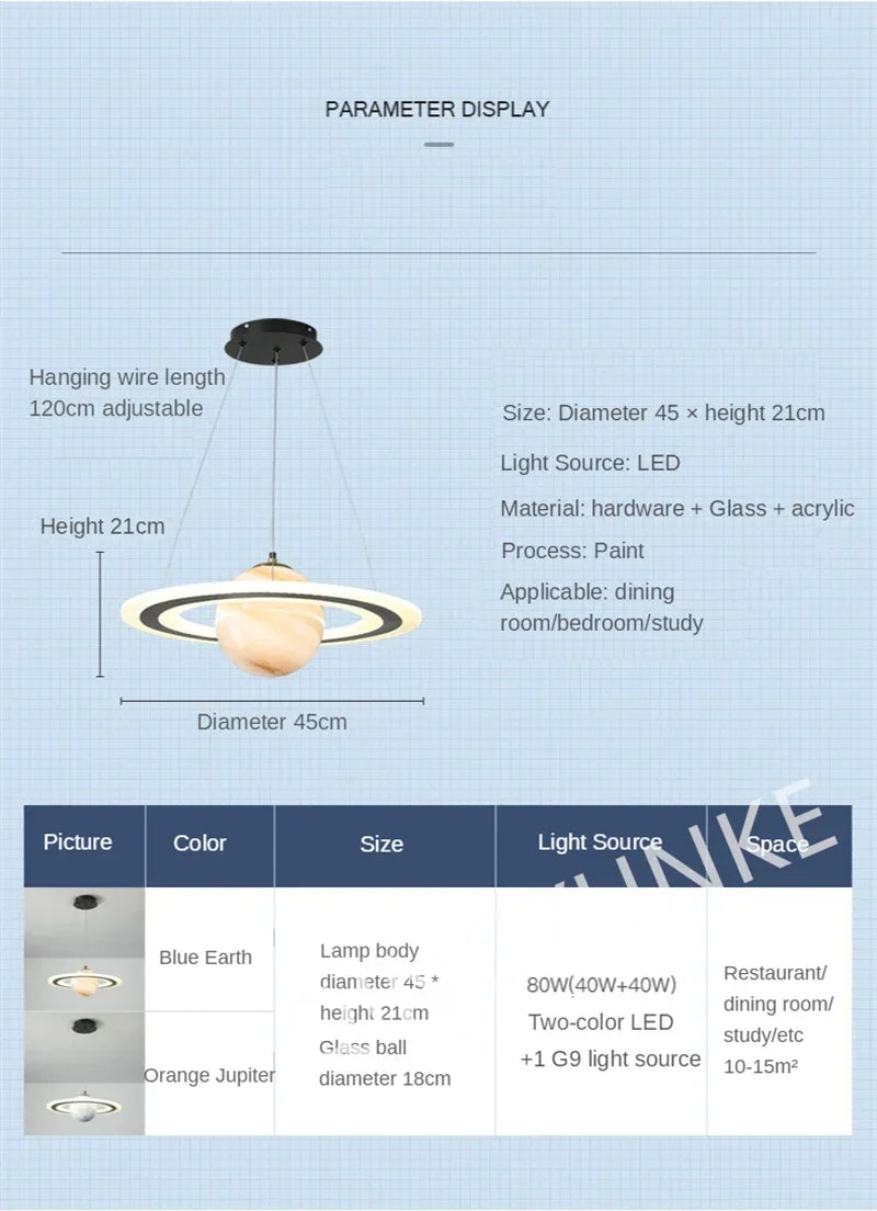 Acrylic Planet Pendant Lamp – Space Star Hanging Light for Living Room, Bedroom, Kitchen & Kids Room, E27 Bulb Compatible