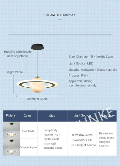 Acrylic Planet Pendant Lamp – Space Star Hanging Light for Living Room, Bedroom, Kitchen & Kids Room, E27 Bulb Compatible