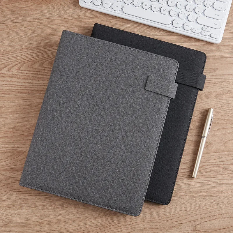 Leather Multifunctional A4 Conference Folder - Business Stationery Organizer with Zipper, Contract File Holder and Card Slots