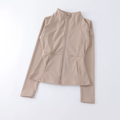 New Yoga Wear Ladies Coat – High Elastic Loose Fitness Top, Long Sleeve Stand-Up Collar for Exercise