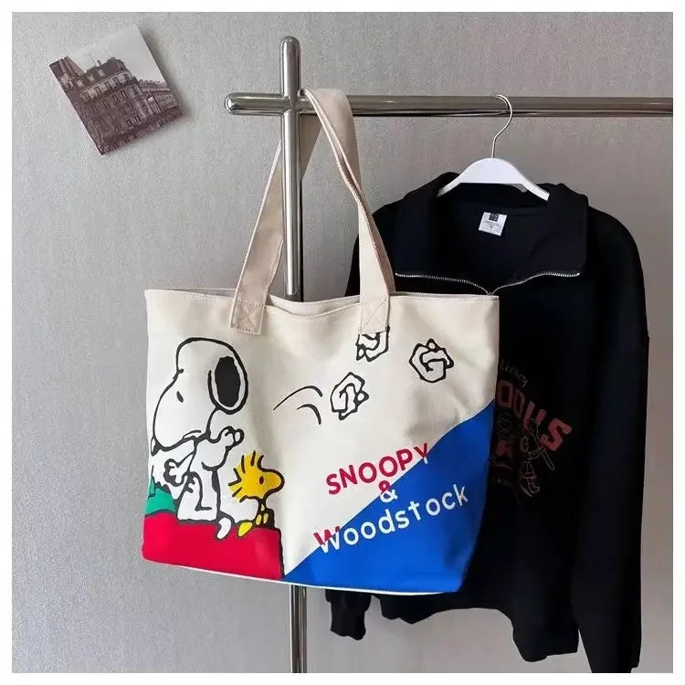 Snoopy Girl Cartoon Canvas Bag – Cute, Lightweight, Large Capacity Shoulder Bag for Travel & Casual Use