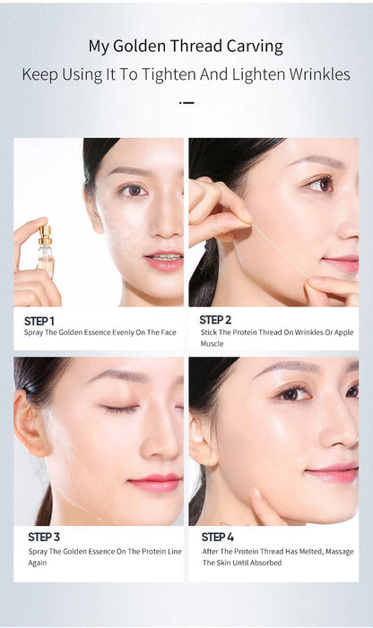 Soluble Gold Silk Face Lifting Threads Serum – Collagen Peptide Protein Essence for Anti-Aging & Firming Skin