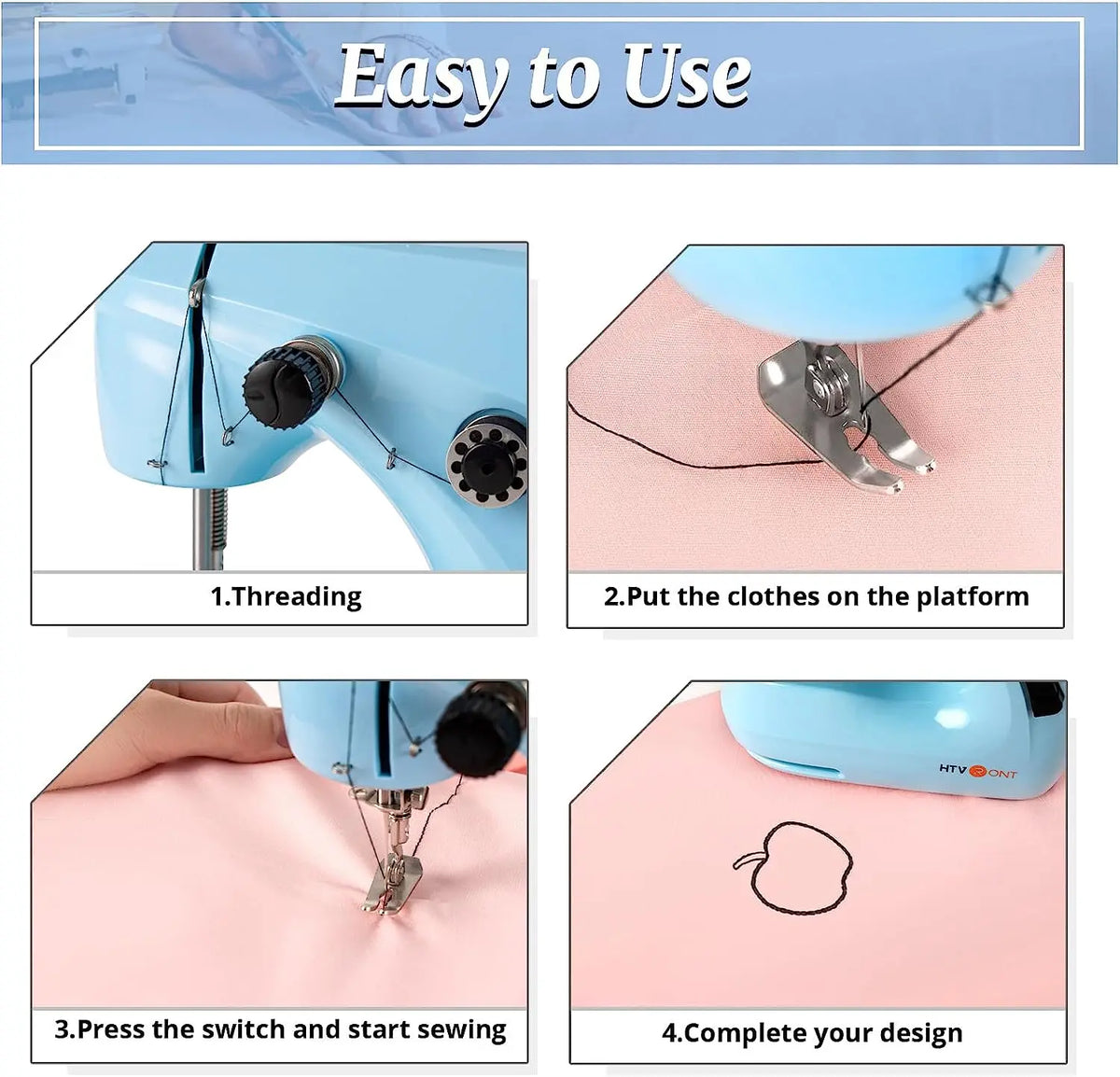 HTVRONT Mini Electric Sewing Machine for Beginners — Portable Househol ...