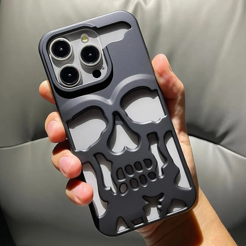 Cool Hollow Skull Ghostface Plating iPhone Case – Heat Dissipation Slim Cover for iPhone 14-17 Pro Max