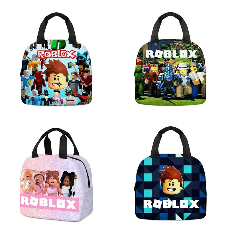 Roblox Game Lunch Bag – Cartoon School Meal Bag with Thermal Insulation, Portable Food Storage for Kids, Children’s Gift