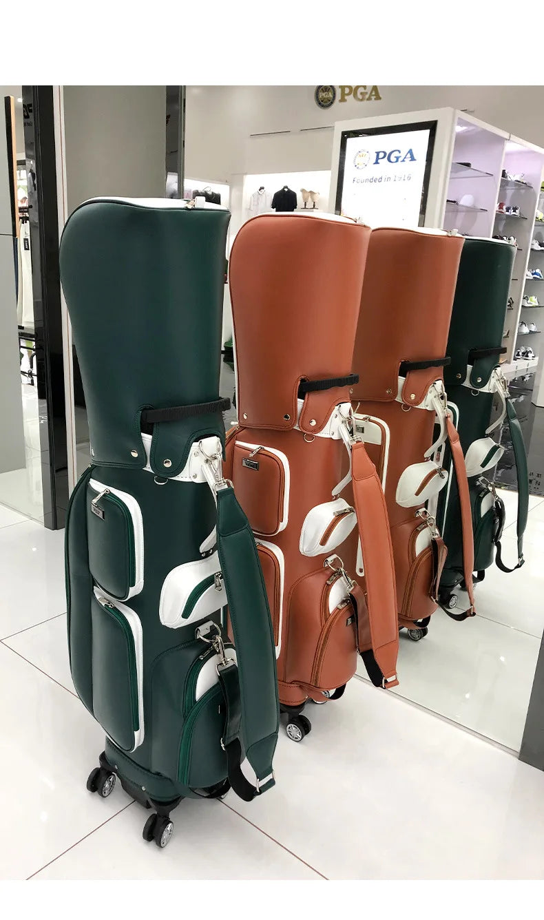 PGM Wheeled Golf Caddy Bag QB127 – 4-Wheel 360° Rotation Removable Waterproof Bag for Men & Women