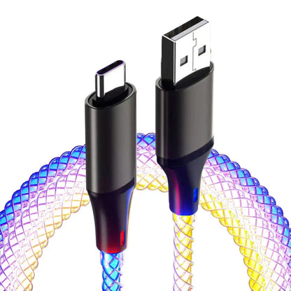 6A Fast Charging RGB Luminous Data Cable – 66W Type-C Charger for iPhone 15 Pro, Huawei, Samsung