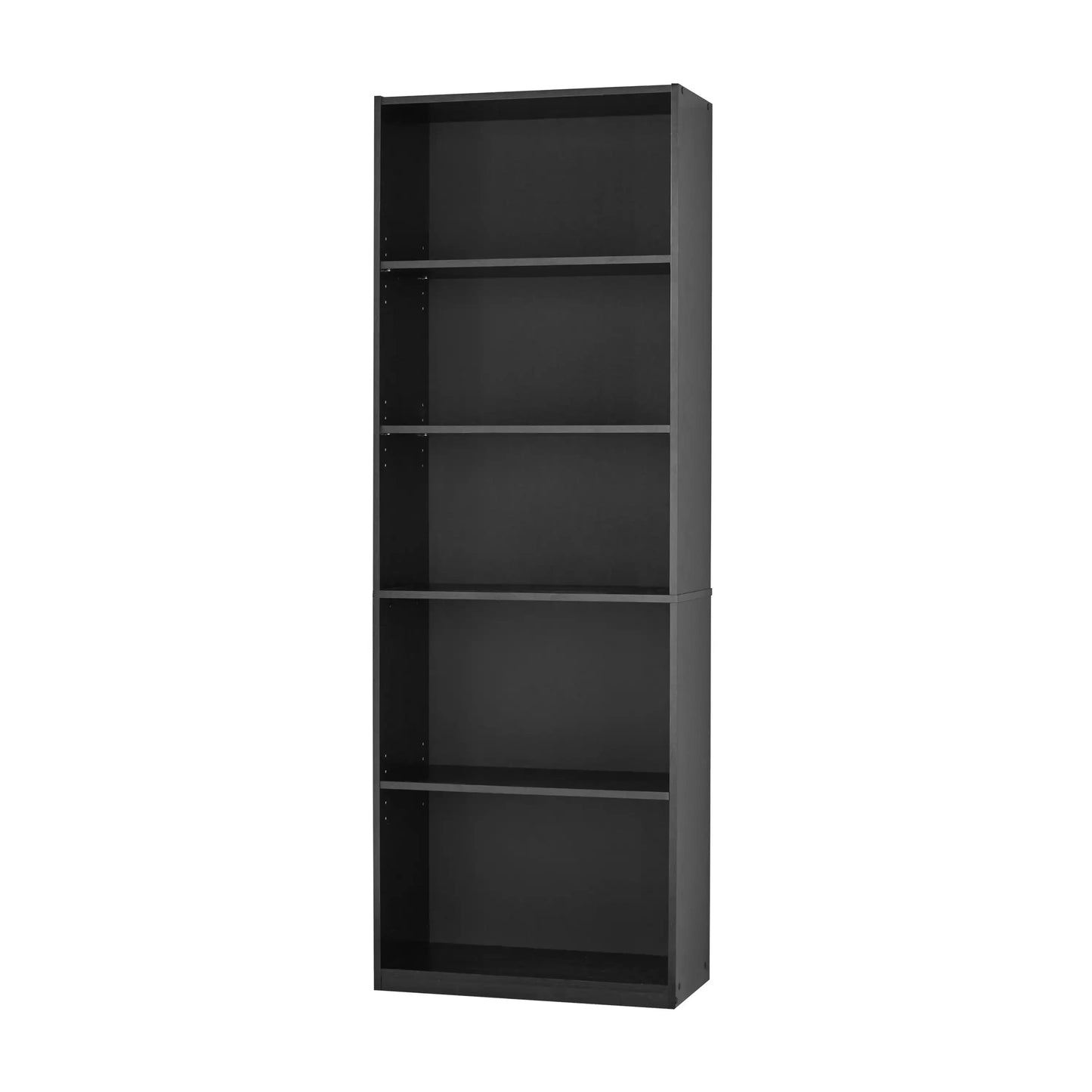 5-Shelf Adjustable Bookcase – True Black Oak Storage Shelf Unit