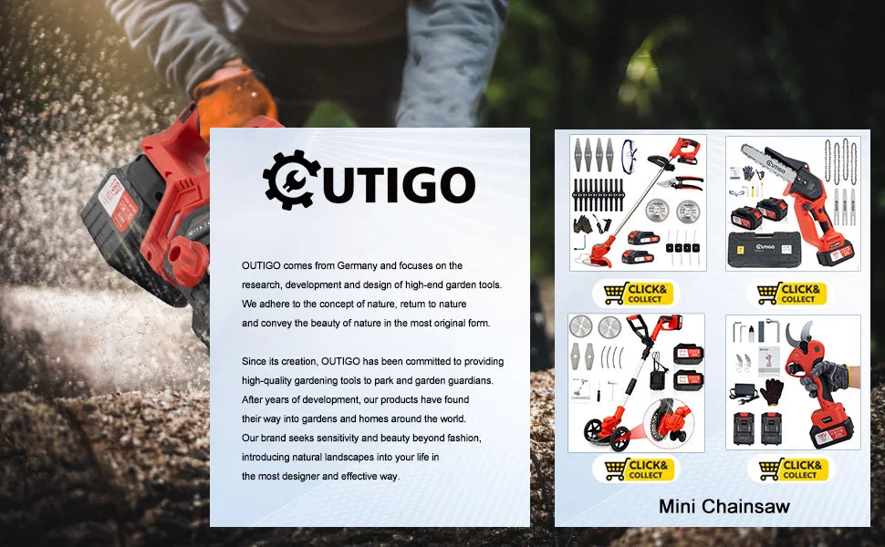 OUTIGO Cordless String Trimmer & Edger — 2×21V Battery Grass Trimmer with Blade Attachments