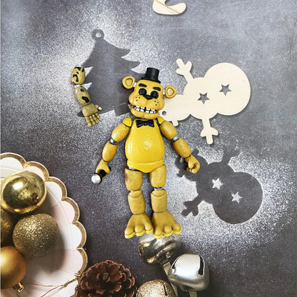 14CM FNAF Action Figures — Movable Nightmare Freddy, Bonnie, Foxy, Chica PVC Collectible Toys with Blacklight Effect