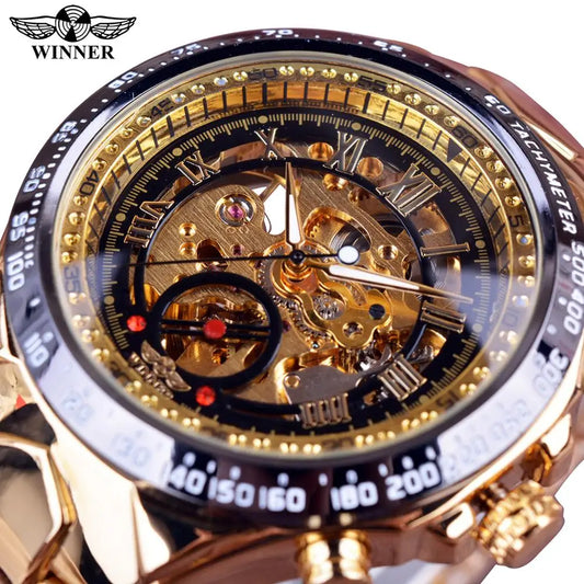 Winner Men's Luxury Mechanical Watch – Sport Design Bezel, Automatic Skeleton Dial, Fashion Montre Homme