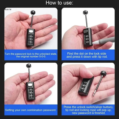 3-Digit Combination Lock – Mini Luggage, Backpack, and Cabinet Padlock with Resettable Code
