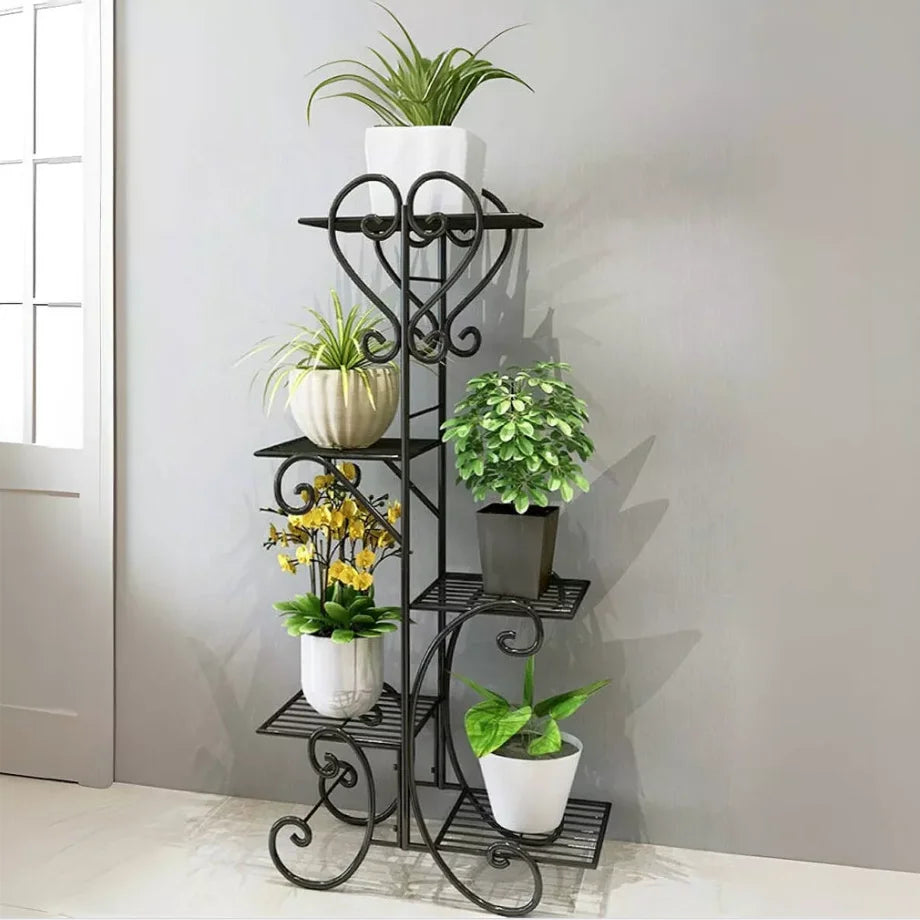 5-Tier Tall Metal Plant Stand Rack – Garden Flower Pot Display Shelf for Indoor & Outdoor Use