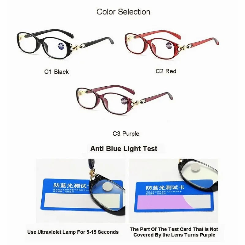 Women's Fox Anti-Blue Light Reading Glasses – Fashion Presbyopic Eyewear +1.0 to +4.0 Computer Prescription Glasses