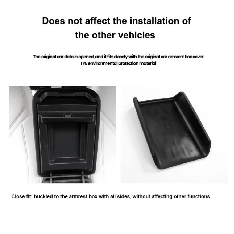 Armrest Box Protective Cover – TPE Center Console Pad for Tesla Model 3 2023 & Model Y HW4.0 Accessories