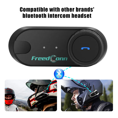 Freedconn T Com VB Motorcycle Helmet Bluetooth Headset — Wireless Stereo Intercom with Call, FM Music & Communication Sharing