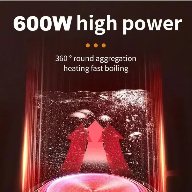 500ML Stainless Steel Portable Electric Kettle — Travel Water Boiler Pot for Hotel, Home, Kitchen, Tea, and Coffee