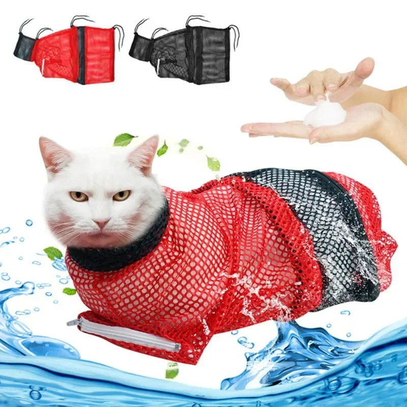 Cat Grooming Mesh Bathing Bag – Anti-Scratch, Anti-Bite, Nail Trimming & Restraint Cat Carrier, Anti-Escape Pet Bag