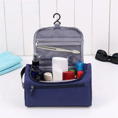 Portable Polyester Travel Cosmetic Bag: Waterproof Toiletries Organizer with Zipper