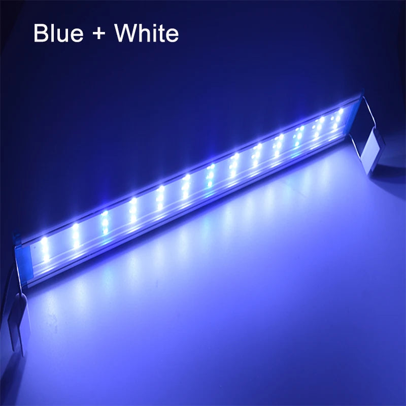 Aquarium LED Light – Super Slim Waterproof Clip Lamp for Fish Tank & Aquatic Plant Growth, Blue LED 18-75cm, 220V