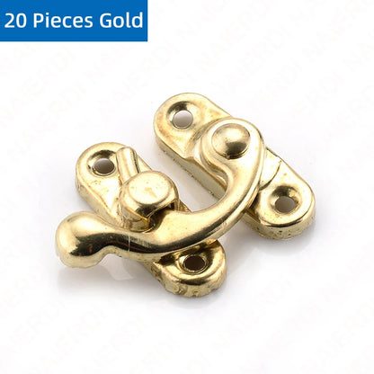 NAIERDI Small Antique Metal Lock – Decorative Hasps Hook Padlock for Wooden Jewelry Boxes, Furniture Hardware with Screws