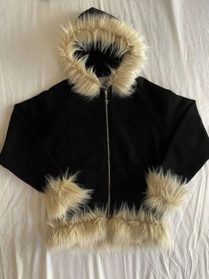 Streetwear Y2K Zip-Up Hoodie – Oversized Grunge Goth Graphic Print Retro Punk Hip Hop Sweatshirt