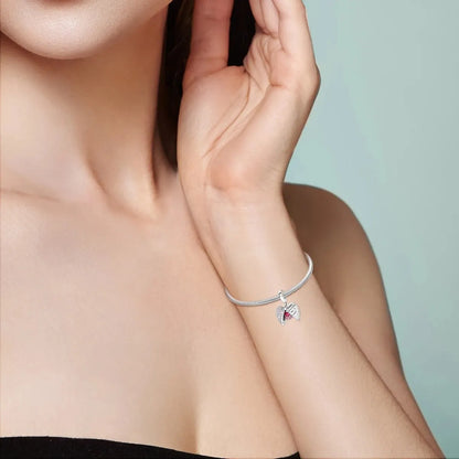 MULA Silver-Plated Sunflower & Four-Leaf Clover Dangle Charms - DIY 3MM Snake Chain Bracelet