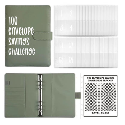 100 Envelopes Money Saving Challenge Binder – Password Lock Budget Organizer for Cash, Expense & Cost Management Notebook Binder