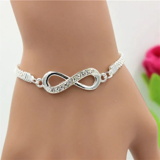 Rhinestone Infinity Bracelet: 8 Number Pendant Charm Couple Bracelets - Men's and Women's Jewelry for Lover, Friend, Women Gifts